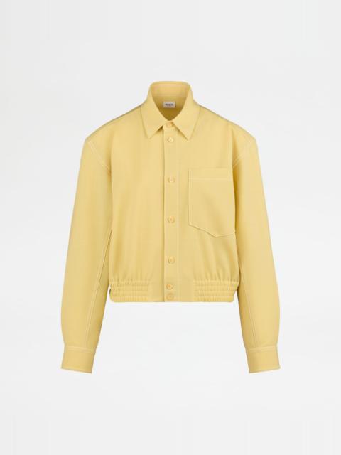 CROPPED SHIRT IN WOOL - YELLOW