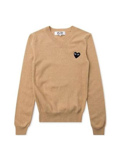 (WMNS) COMME des GARCONS PLAY V-Neck Pullover Black Heart 'Beige' AZ-N017-051-3