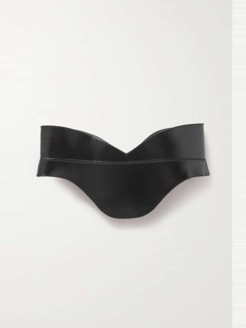 Glossed-leather waist belt