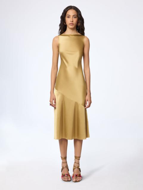 Gold Mermaid Midi Dress With Open Back