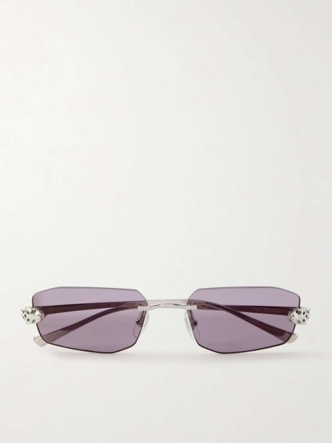Rectangle-frame silver-tone sunglasses