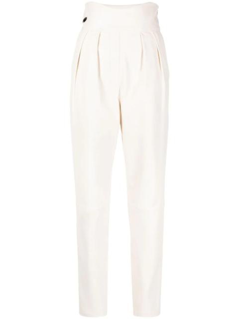 high-waisted leather trousers