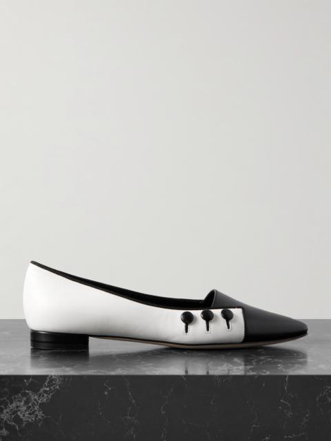 Seleuka Button-embellished Leather Point-toe Flats