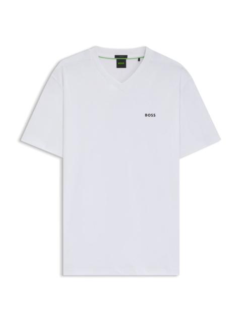 STRETCH-COTTON REGULAR-FIT T-SHIRT WITH CONTRAST LOGO