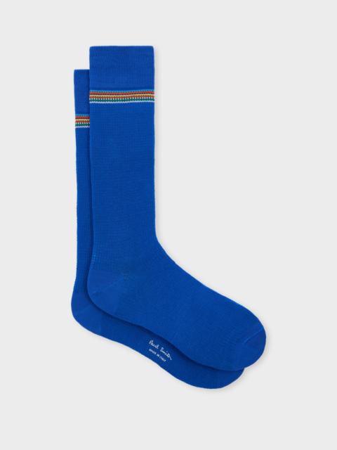 Blue 'Signature Stripe' Trim Socks
