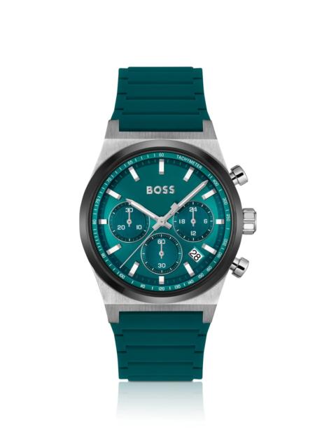 SILICONE-STRAP CHRONOGRAPH WATCH WITH GREEN DIAL