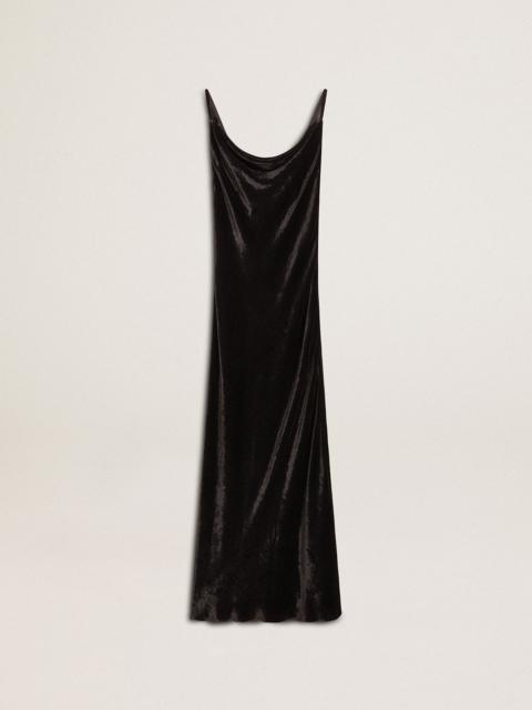 Women's black velvet-effect slip dress