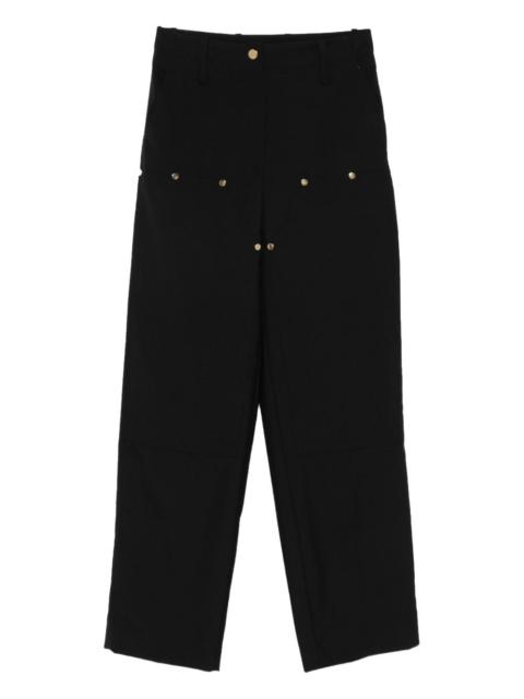 button-fastening studded straight trousers
