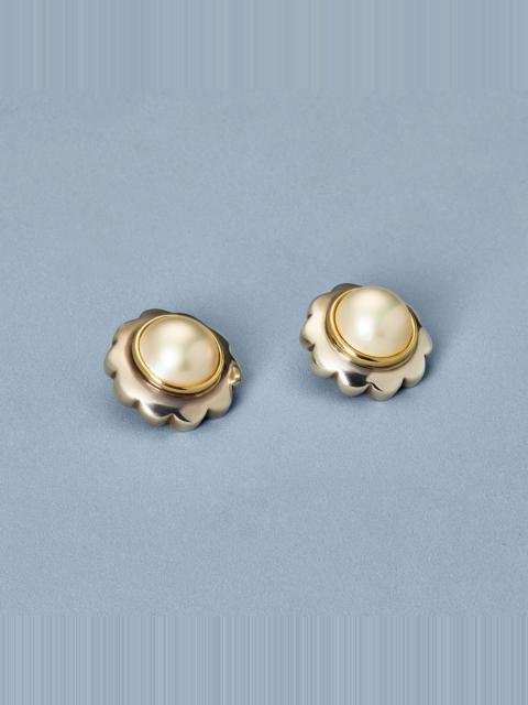 Vintage Silver Pearl Flower Clip On Earrings