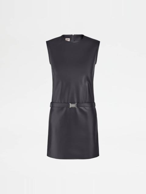 MINI DRESS IN LEATHER - BLACK