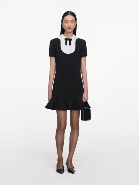 Black Crepe Lace Bib Mini Dress