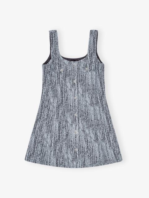 BLUE COTTON TWEED MINI DRESS