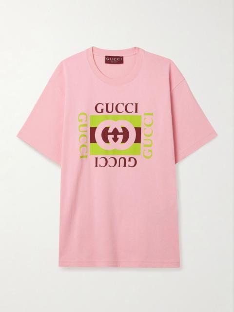 Oversized printed cotton-jersey T-shirt Pink