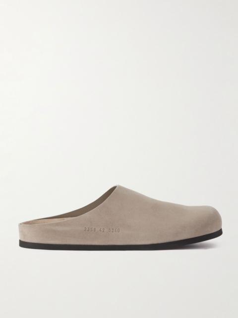 Logo-Debossed Suede Clogs Taupe