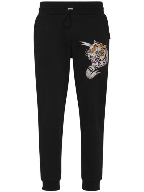 tiger-appliquÃ© drawstring track pants
