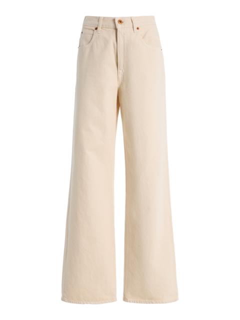 Grace Rigid High-Rise Wide-Leg Jeans ivory