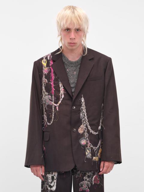 Burgundy Trompe L'oeil Jewelry Blazer