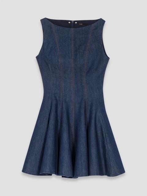 Mini denim dress with ruffles