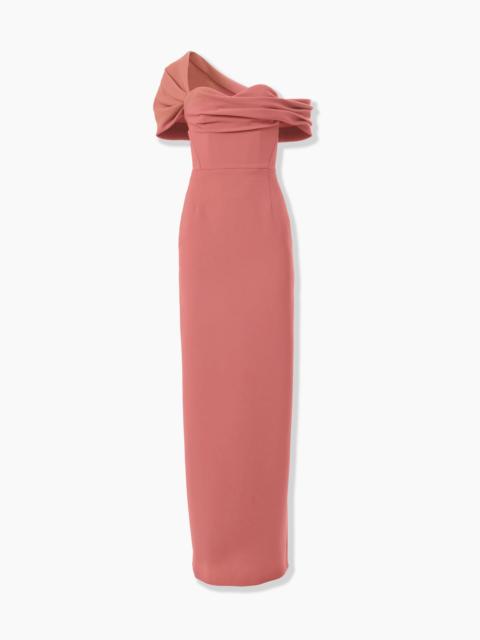 Draped Off-Shoulder Column Gown