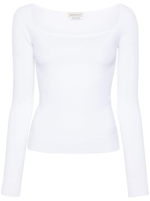 square-neck fine-knit top