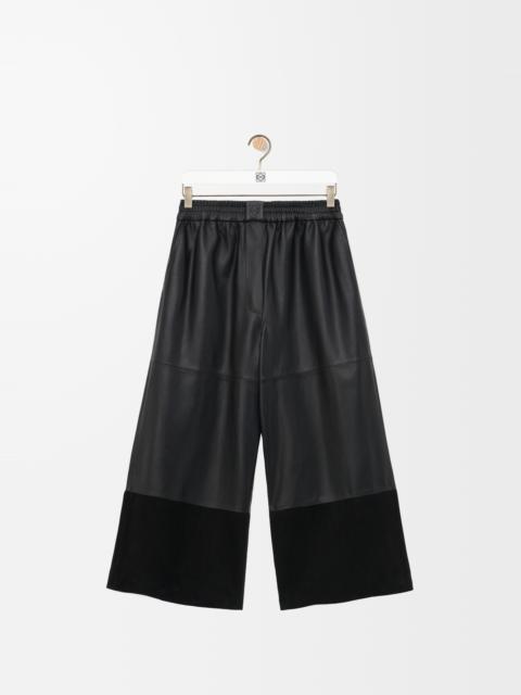Cropped trousers in satin nappa lambskin and suede goatskin