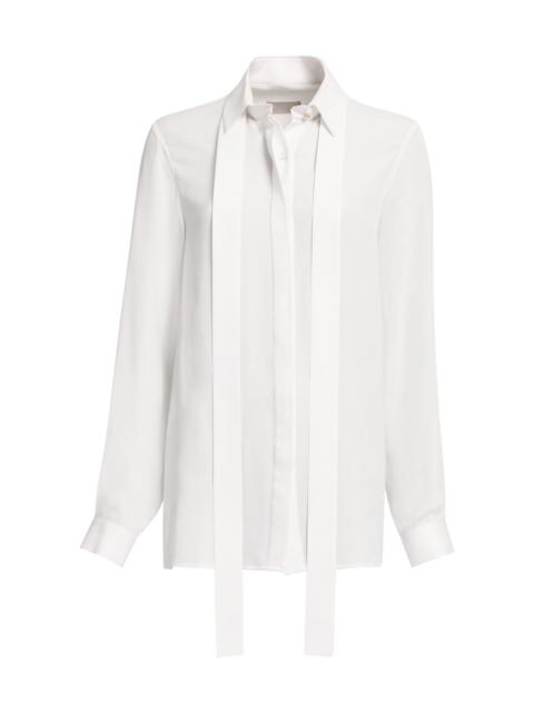Long Silk Georgette Shirt white