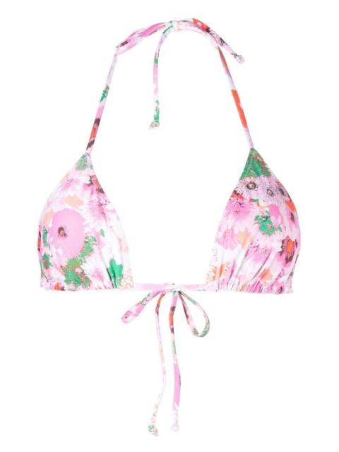 floral-print string bikini top