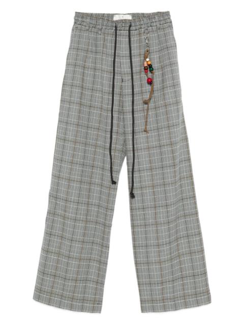 checked drawstring-waist pants