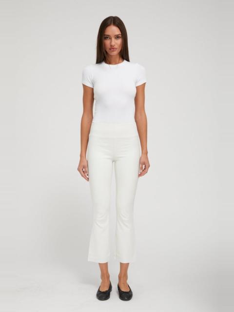 WHITE LEATHER CROP FLARE