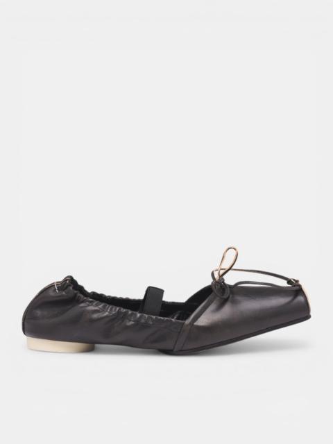 Black Square Toe Ballet Flats