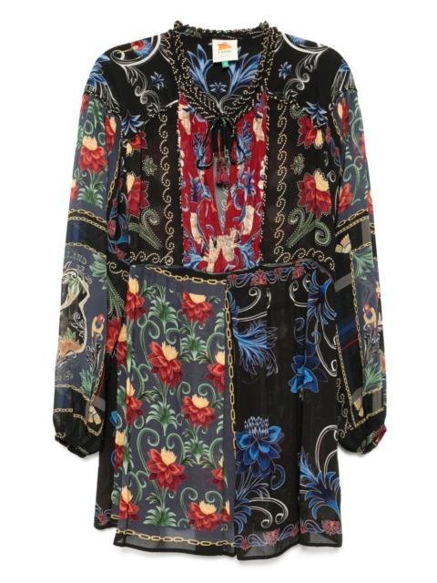 mixed arabesque scarves dress