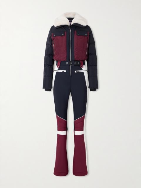 Karei Belted Plush-trimmed Padded Shell Ski Suit