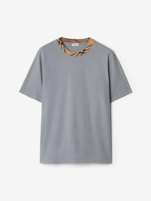 Check Trim Cotton T-shirt