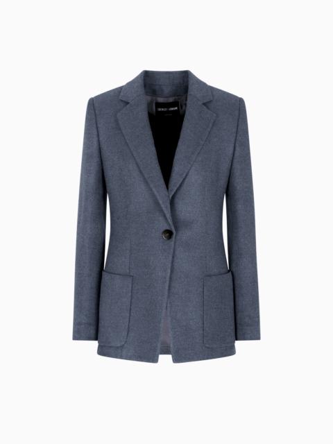 SINGLE-BREASTED JACKET IN SILK FLANNEL