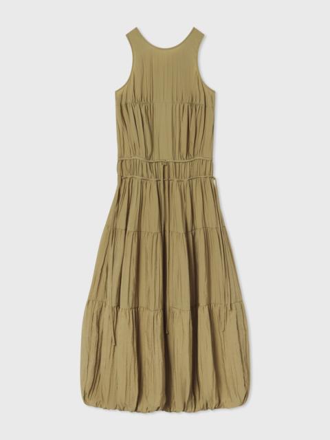 Drawstring Pleat Dress in Wrinkled Nylon