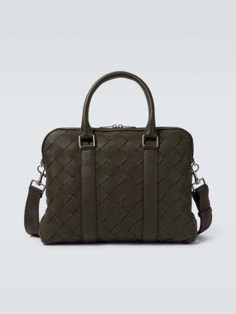 Intrecciato leather briefcase