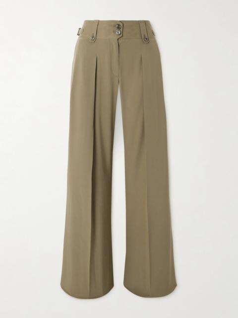 Pleated Silk Crepe De Chine Straight-leg Pants