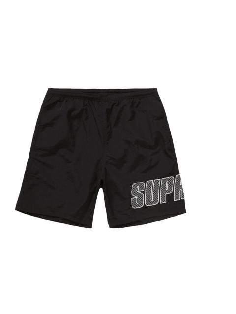 Supreme Logo Applique Water Short Black