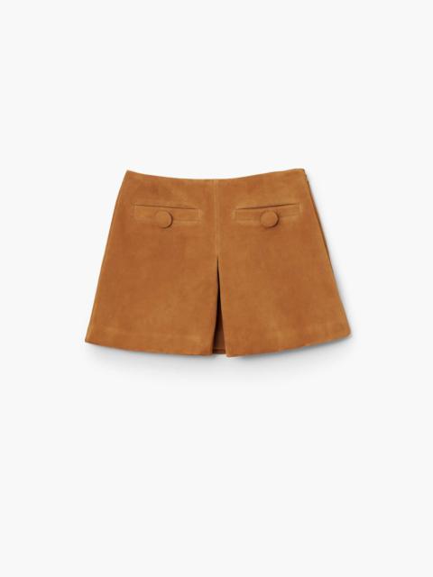 SUEDE BOX PLEAT MINI SKIRT