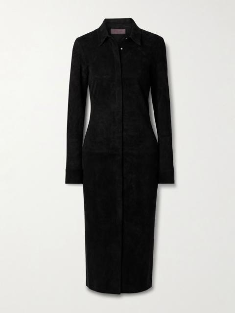 Becky suede midi shirt dress Black