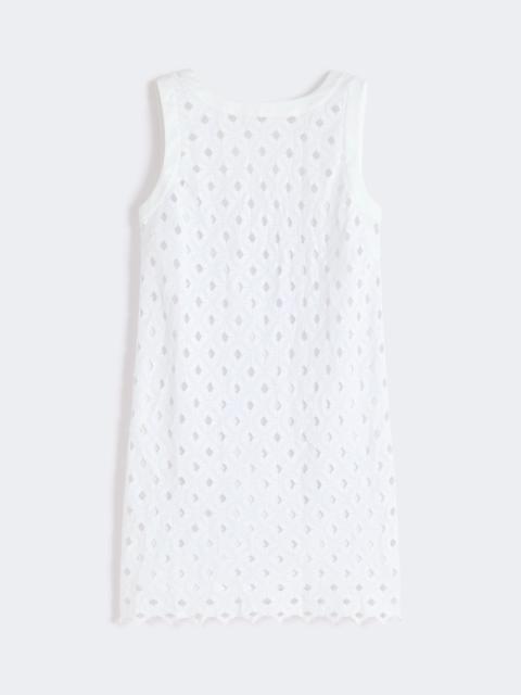 Macramé jersey A-line dress - OPTICAL WHITE