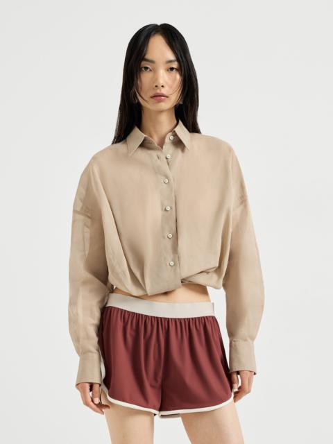 Cotton organza shirt with monili
