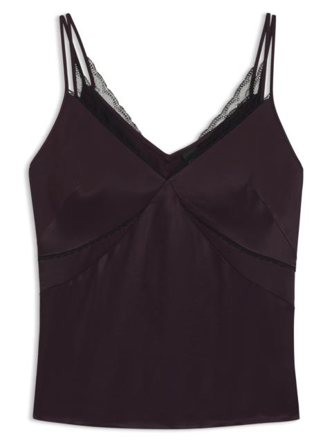 SATIN CAMISOLE TOP WITH LACE TRIMS