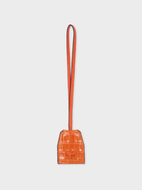 Orange Croc-Emboss Leather Keyring