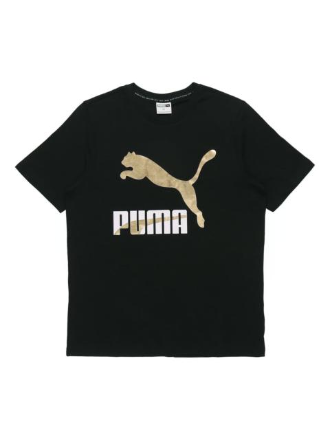 PUMA Classics Logo T-Shirt 'Black Gold' 532280-01