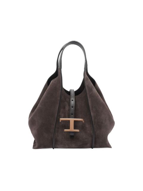 Timeless suede-leather T-buckle shoulder bag