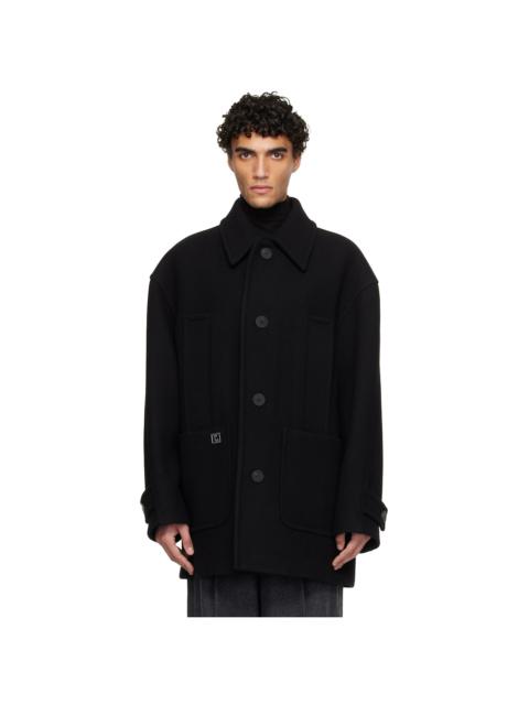Black Wool Blend Half Coat