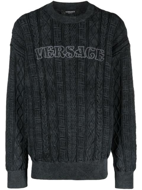 logo-embroidered crew neck jumper