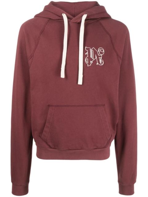 monogram-embroidered cotton hoodie