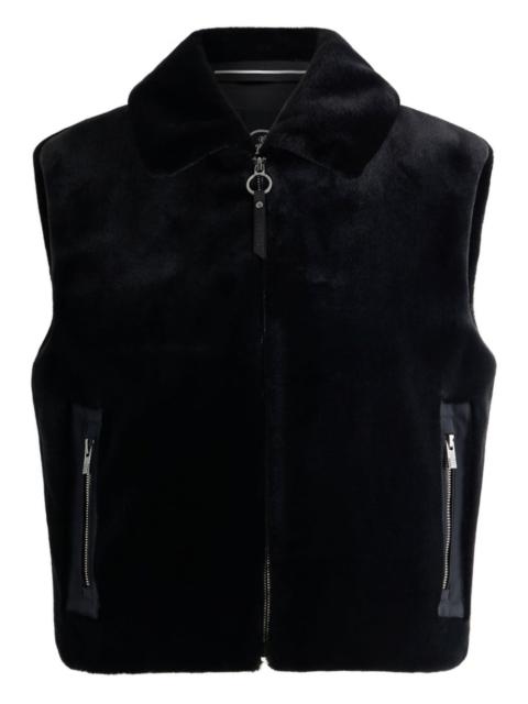 fur-collar zip-front bomber jacket